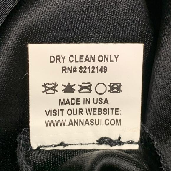 ANNA SUI Size 6 Black Polyester Mixed Fabrics Short Sleeve Cocktail Dress - Picture 10 of 10